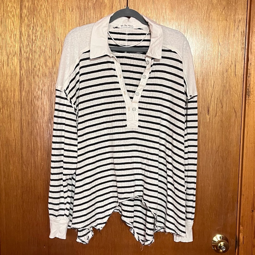 We The Free Black and White Striped Top